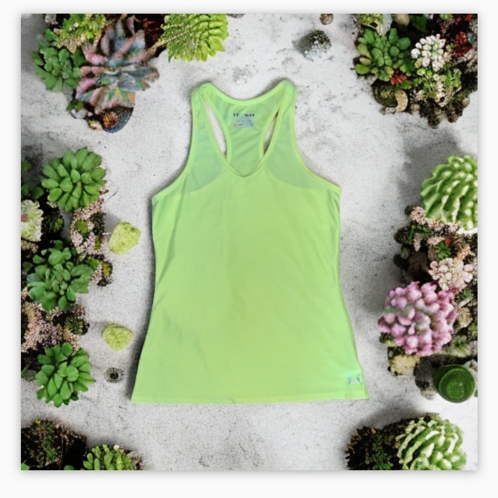 Women’s Under Armour Heat Gear Yellow Tank Top—logo Sz M-Like New​​​​​ - Picture 6 of 13